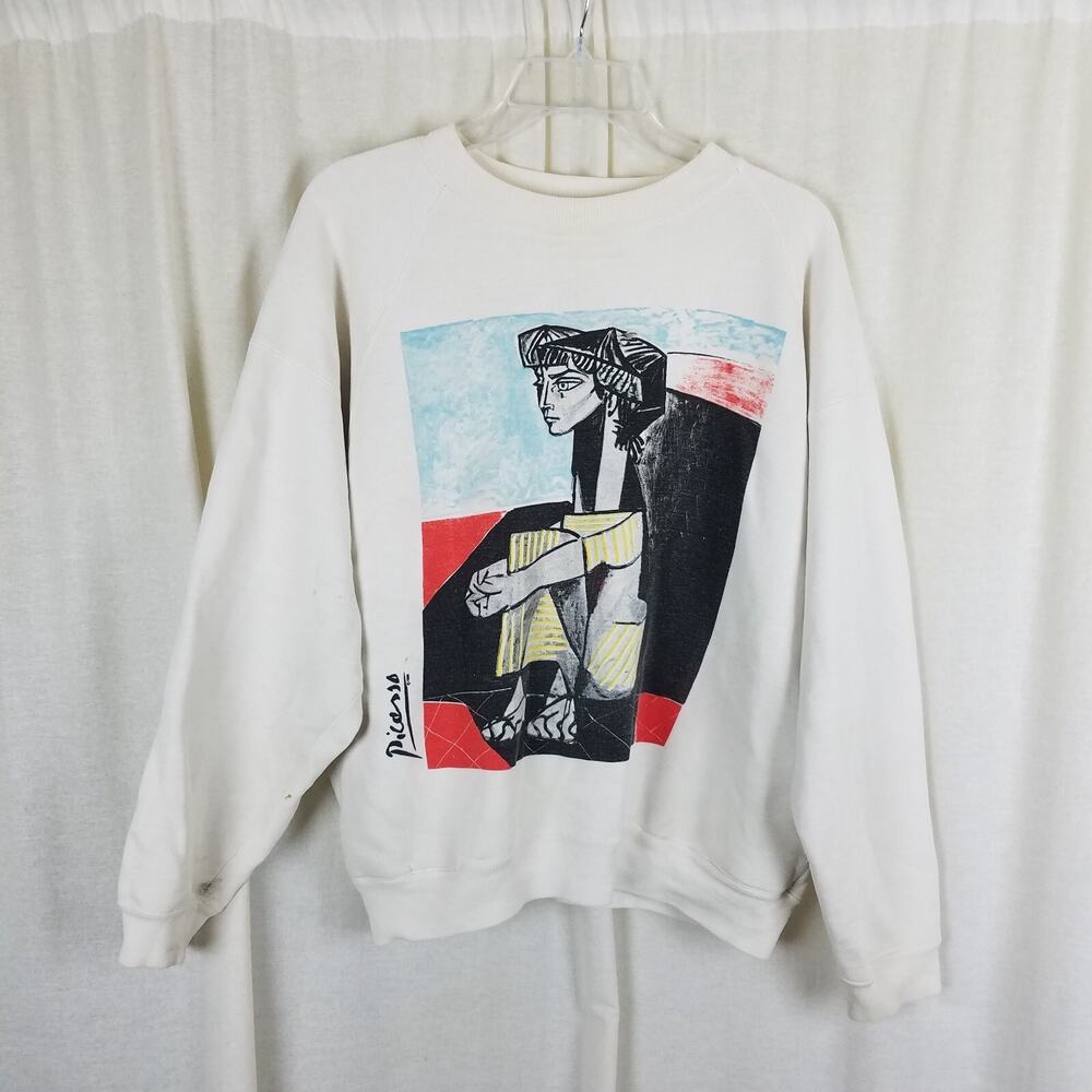 Vintage Pablo Picasso Jacqueline Roque Portrait Crewneck Sweatshirt Mens S 1988